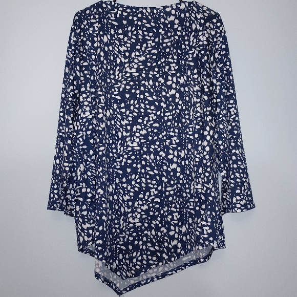 Blue Mood Elegant Navy and White Long Sleeve Top 3X - Picture 3 of 7